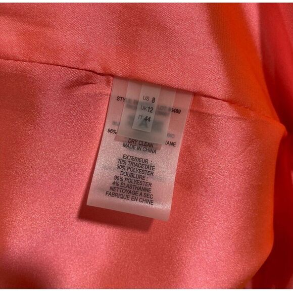 NWT Elie Tahari Ruth Dress $448 Full Bloom Metal Zipper Cap Sleeve Pink/Orange - Picture 6 of 15